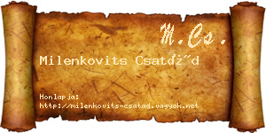 Milenkovits Csatád névjegykártya